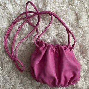 Top Shop Hot Pink Leather Mini Scrunch Purse
